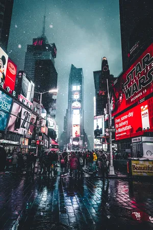Portrait Photography Night Times Square Plaza Wallpaper