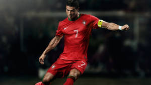 Portugal National Football Team Cr7 Kicking Wallpaper