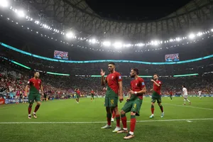 Portugal Players Celebrate After Scoring A Goal Wallpaper