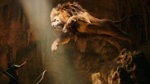 Pouncing Lion Wallpaper