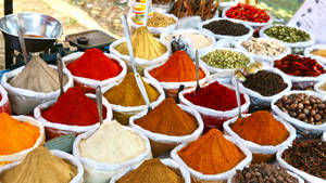 Powdered Spice Display Tilt Angle Shot Wallpaper