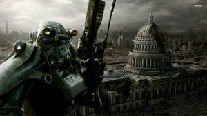 Power Armored Fallout Soldier Wallpaper