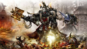 Powerful Warhammer In Battle Wallpaper
