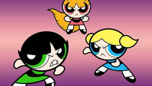 Powerpuff Girls Cartoon Scene Wallpaper