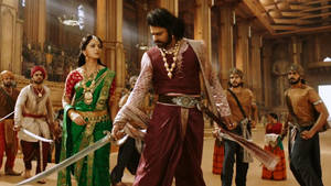 Prabhas Hd Baahubali In The Crowd Scene Wallpaper