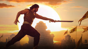 Prabhas Hd Training With A Sword Wallpaper