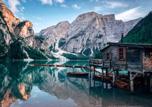 Pragser Wildsee And Mountain Macbook Wallpaper