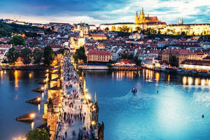 Prague And Blue Vltava Wallpaper