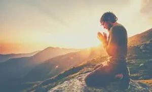 Prayer Man Sunrise Mountain Wallpaper
