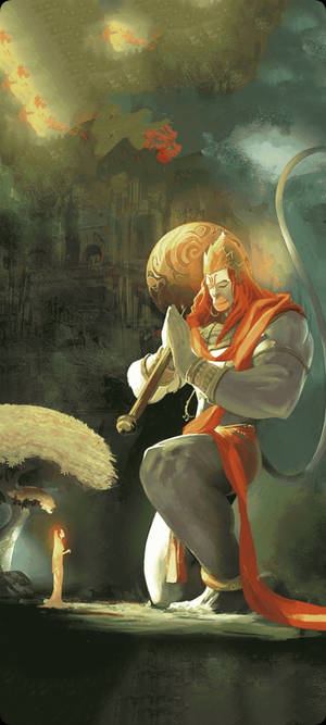 Praying Hindu God Hanuman Phone Wallpaper