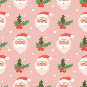 Preppy Christmas Santa Claus Pattern Wallpaper