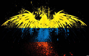 Prestigious Colombian Flag With National Bird Illustration Wallpaper