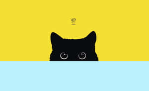 Pretty Black Cat Eyes Pastel Yellow & Blue Wallpaper