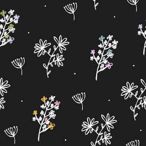 Pretty Black Colorful Flowers Wallpaper