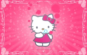 Pretty Hot Pink Hello Kitty Desktop Wallpaper
