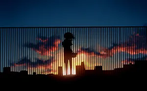 Pretty Sunset Anime City Wallpaper