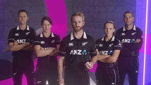 Pride Of Kiwis: The New Zealand Cricket Team In Action Wallpaper