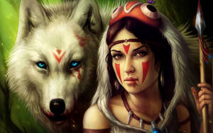 Princess Mononoke Girl And Wolf Wallpaper