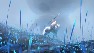 Princess Mononoke Kodama Blue Art Wallpaper