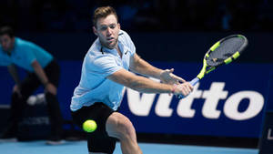 Professional Tennis Player Jack Sock In Action Wallpaper