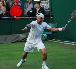 Professional Tennis Player Jurgen Melzer In Action Wallpaper