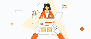 Professional Woman Workingat Desk Illustration Wallpaper