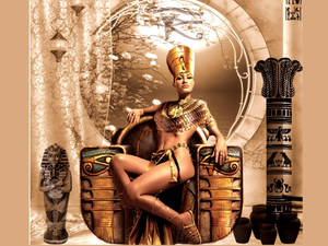 Proud Cleopatra Sitting On Throne Wallpaper