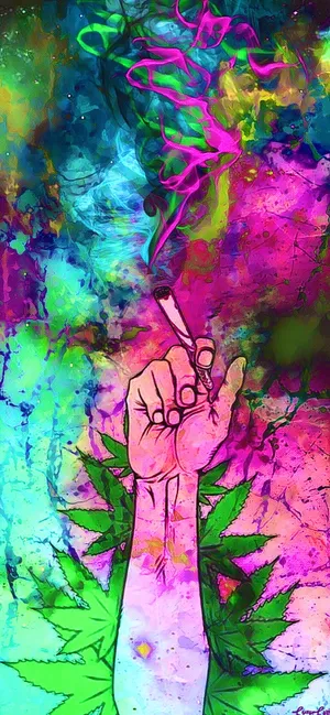 Psychedelic Weed Cigar Art Wallpaper