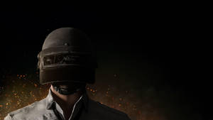 Pubg Hd Helmet Character And Orange Particles Wallpaper