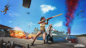 Pubg Hd Players With Guns At Pier Wallpaper