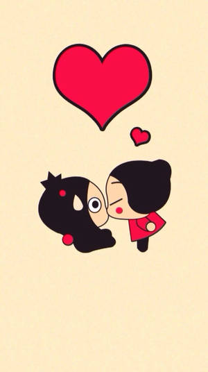 Pucca Kissing Nervous Garu Wallpaper