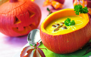 Pumpkin Soup Halloween Aesthetic Wallpaper