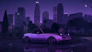 Purple Aesthetic Car In City For Computer Wallpaper