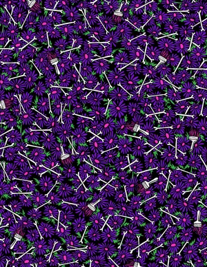 Purple And Black Fabric With A Lot Of Flowers Wallpaper