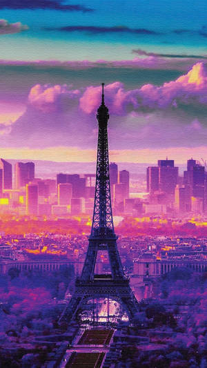 Purple And Pink Paris Background Wallpaper