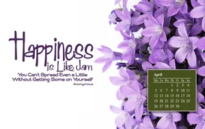 Purple April Calendar With Quotes Wallpaper