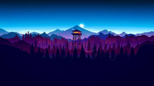 Purple Blue Firewatch Tower Wallpaper
