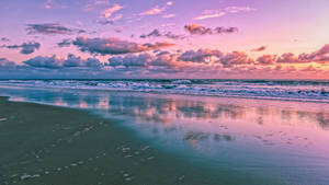 Purple Cloudy Beach Sunrise Wallpaper