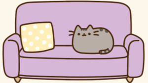 Purple Couch With Pusheen Wallpaper