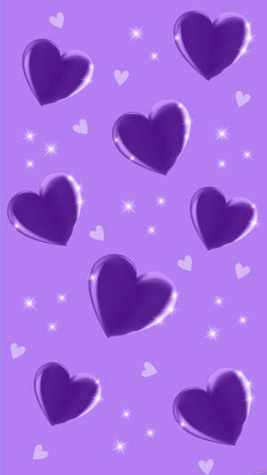 Purple Glitter Heart And White Heart Wallpaper