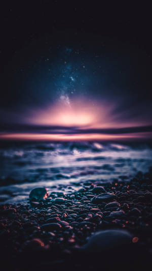 Purple Horizon Light Beach Wave Iphone Wallpaper