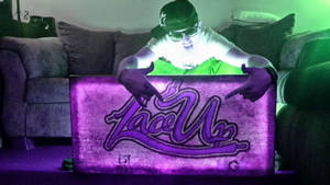 Purple Lace Up Mgk Logo Wallpaper