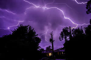 Purple Lightning At Night Wallpaper
