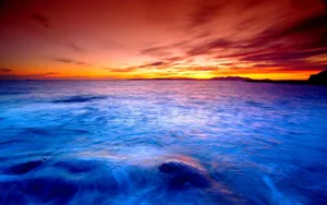 Purple Ocean Sunset View Wallpaper