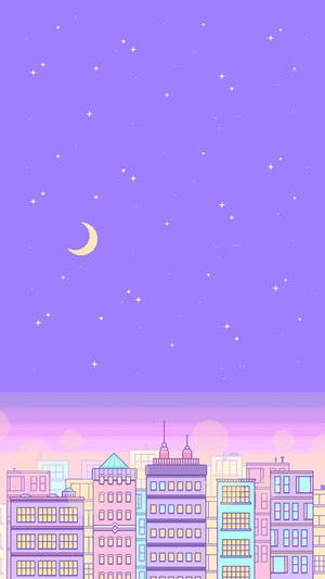 Purple Pastel Aesthetic Pixel Art Wallpaper