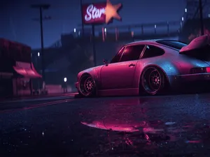 Purple Porsche 911 At Night Wallpaper