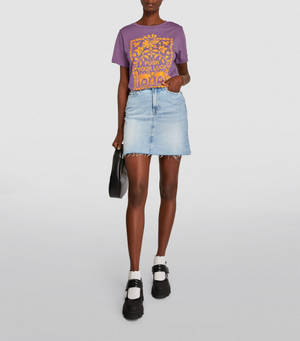 Purple Shirt Denim Skirt Claudie Pierlot Wallpaper