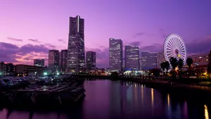 Purple Sunset Cityscape Wallpaper