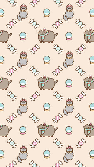 Pusheen And Stormy Christmas Wallpaper