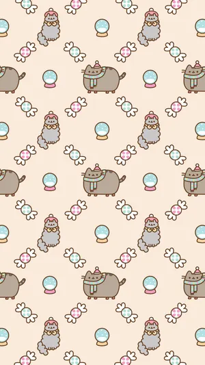 Pusheen And Stormy Christmas Wallpaper